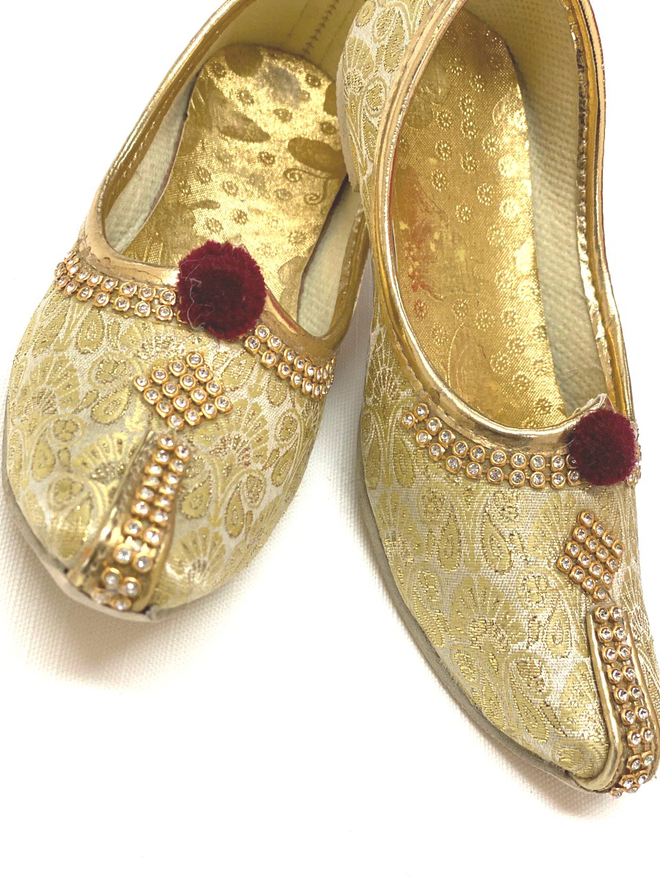 Kids Golden Punjabi Shoes with Sequince
