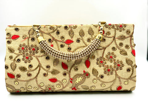 Golden embroidery clutch