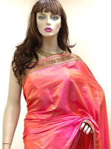 Peach silk sari