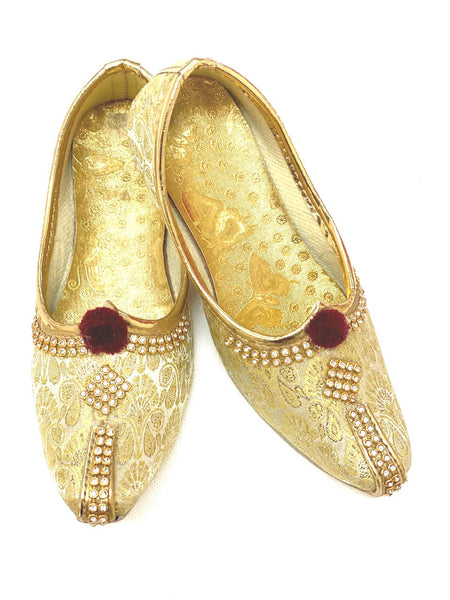 Kids Golden Punjabi Shoes with Sequince