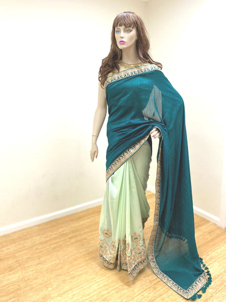 Two Shade Green Sari