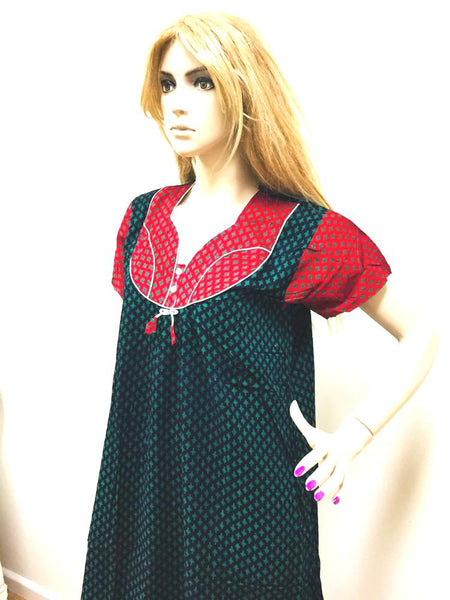 Black and Red Womens Cotton Nightie