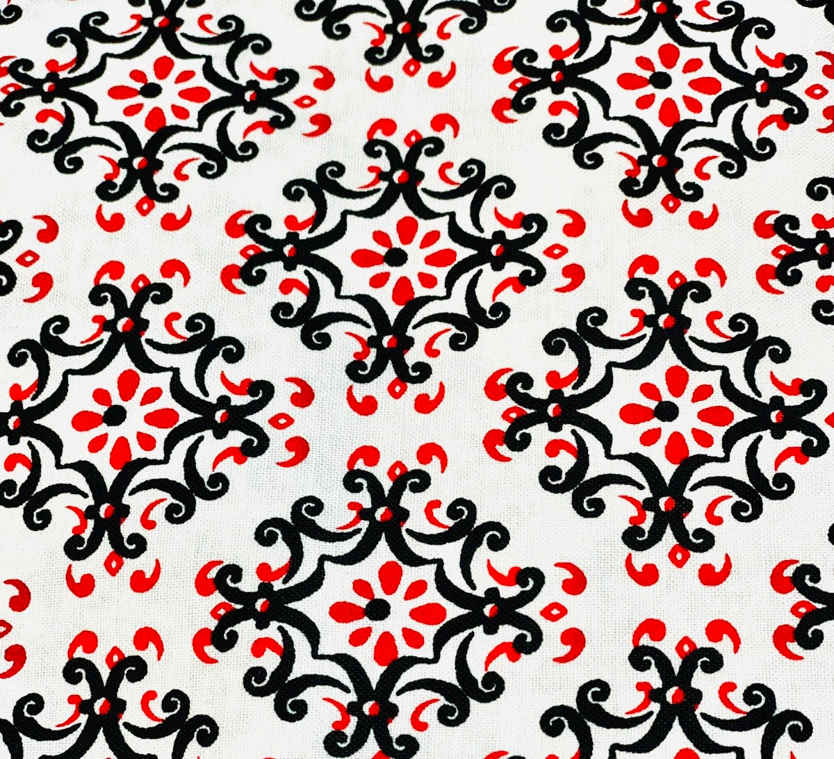 Cotton 3 ply mask black n red floral